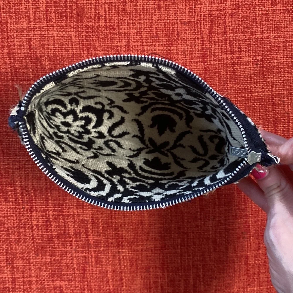 VTG 60’s Handmade Black Damask Carpet Makeup Case Bag